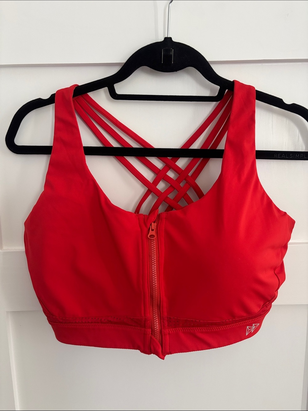 Size 2XL+ Yvette High Support Red Sports Bra with Front Zip and Strappy Back